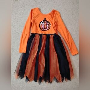 Cat & Jack Orange and Black Pumpkin Dress - Sz 10-12